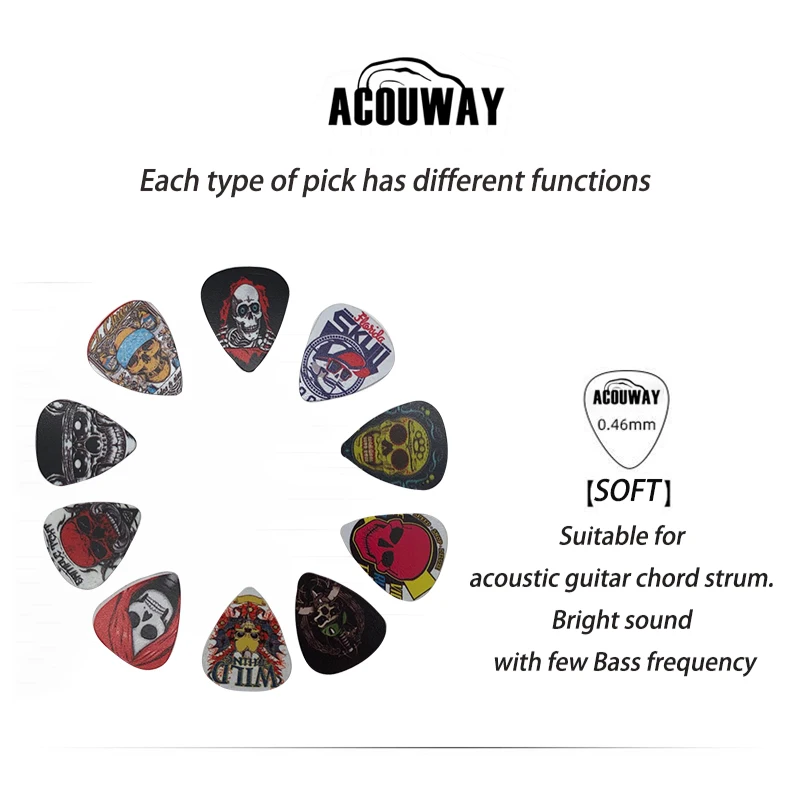 Acouway 10 Pieces ABS Electric Guitar Picks  Acoustic Music Pick Mediator Thickness 0.46 /0.71/0.96MM