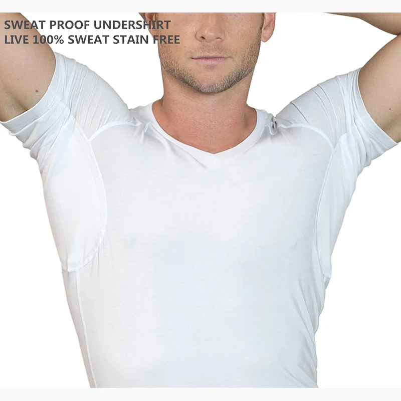 Hide Your Stains Custom Mens Armpit Dry And Confident Sweatproof Sweat-Blocking Sweat Proof Modal UnderShirt