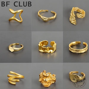925 Silver Sterling Bump Matte Gold Color Ring Rétro Double Layered Opening Digressed Handmade Handmade Jewelry Fine Jewelry 10 meilleures bagues en or mat en ventes - No 6