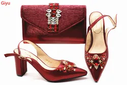 doershow Italian niceShoes With Matching Bags Set Italy African Women's Party Shoes and Bag Sets D.RED Color Women shoes!!HGX1-9