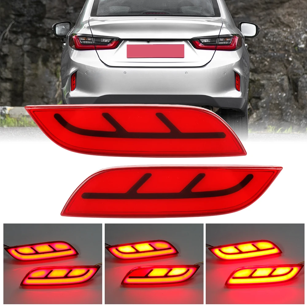 OKEEN 2p Led Rear Bumper Reflector Lights For Honda CITY 2021 Car Driving Brake Turn Signal Flowing Tail Light Auto Fog Lamp 12V