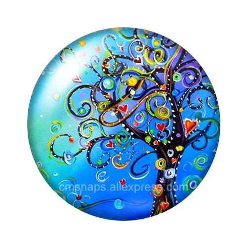 New Colorful Life of Tree beauty paintings 10pcs 12mm/18mm/20mm/25mm Round photo glass cabochon demo flat back Making findings