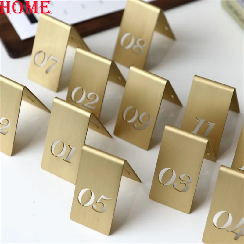 2022 Copper Brass Table Numbers Restaurant Bar Table Decor Party Baby Shower Wedding Table Number Seat Card Direction Sign Metal