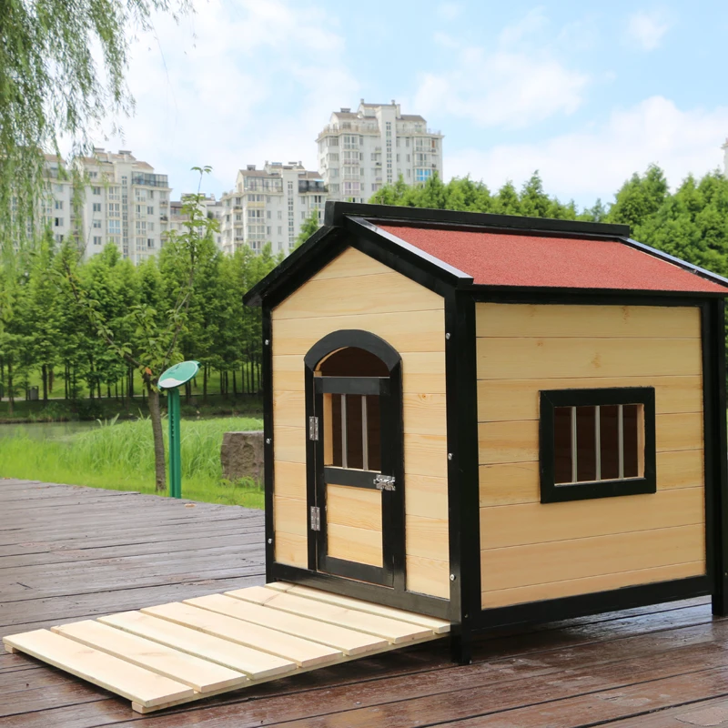 Outdoor Small and Medium-sized Solid Wood Dog House Rainproof and Waterproof Wooden Dog Cage  Doghouse Cathouse Large Dog