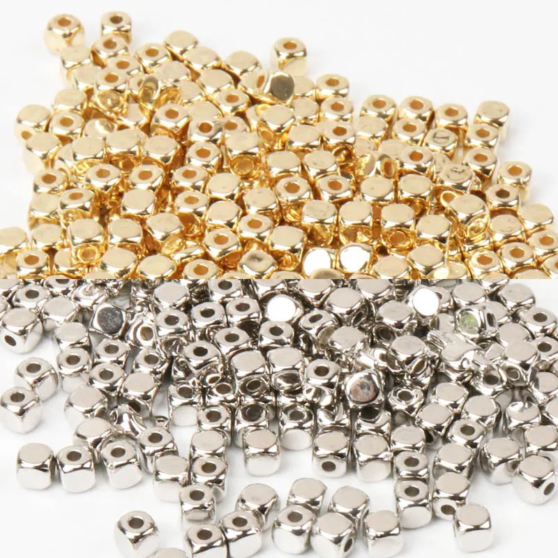 3mm 4mm 500pcs Gold Plating  CCB Acrylic Cube Spacer Beads For jewelry Making DIY YKL0030