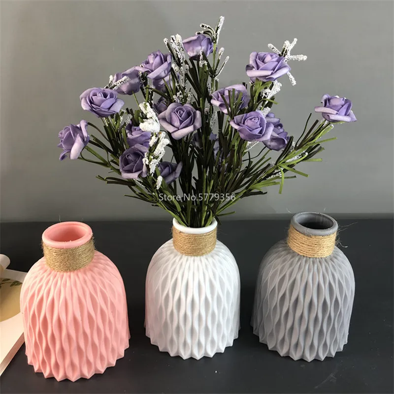 Modern Plastic Vases European Anti-ceramic Flower Vase Wedding Decorations Rattan-like Unbreakable Simplicity Basket Arrangement