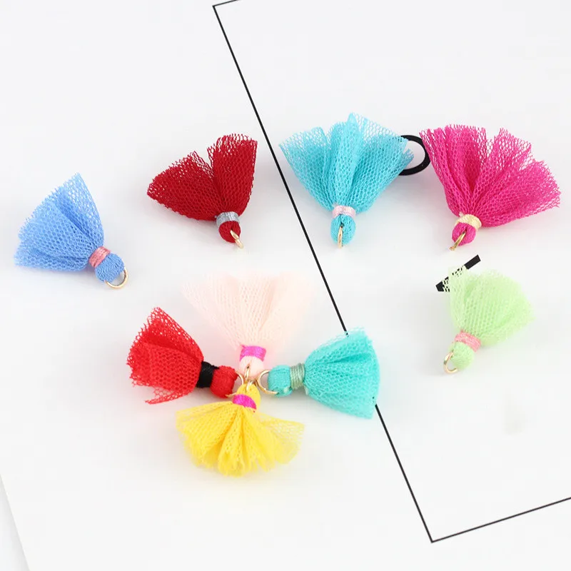 10PCS/Pack 25MM Mini Color Net Gauze Tassels Earring Jewelry Pendant Garment Decoration Accessories Material DIY Crafts Supplies