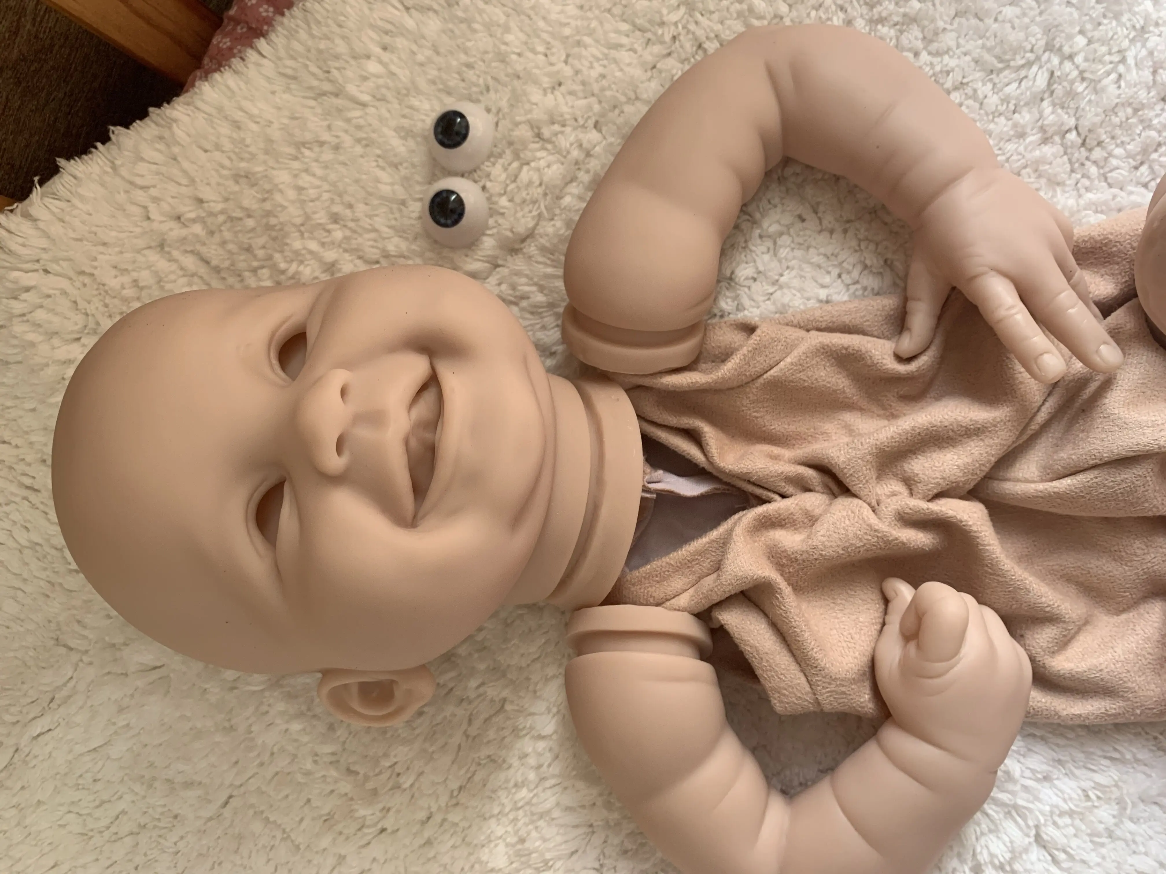 NPK 22 Inch DIY Reborn Doll Kit Smiling Face Juliana by Ping Luo Soft Touch Unpainted Unfinished Doll Parts for Collectors