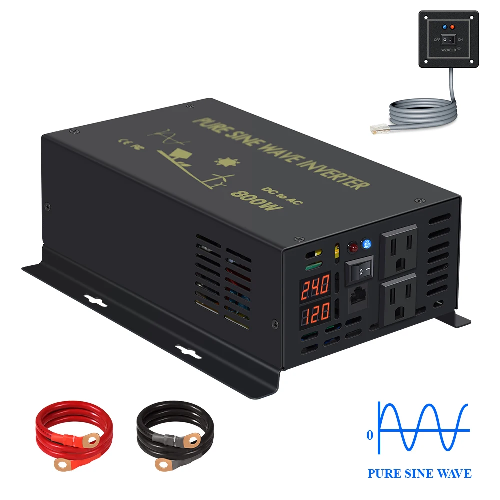 Wired Control Pure Sine Wave Inverter Power 800W Solar Battery Inverter 12V/24V/48V/96V/110V DC to AC 120V/220V/240V Converter