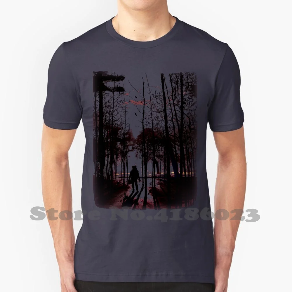 4 Hd Box Art 100% Cotton T-Shirt 2 Zombie Skull Biohazard Horror Survival Video Game Gaming 4 Leon Forest Chainsaw Silhouette