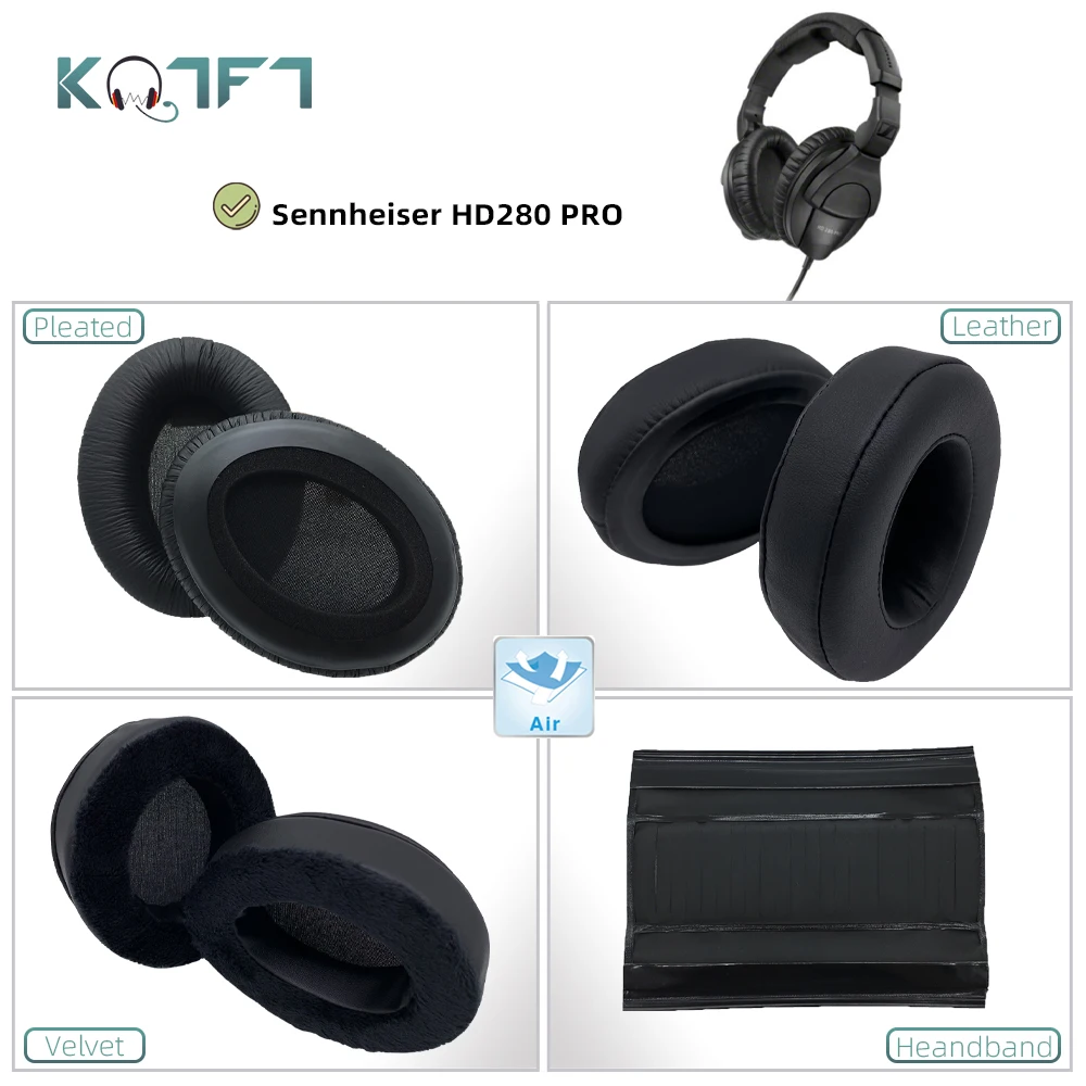 KQTFT 1 Sst of Replacement Ear Pads Headband for Sennheiser HD280 PRO HD-280 Headset EarPads Earmuff Cover Bumper Cushion Cups