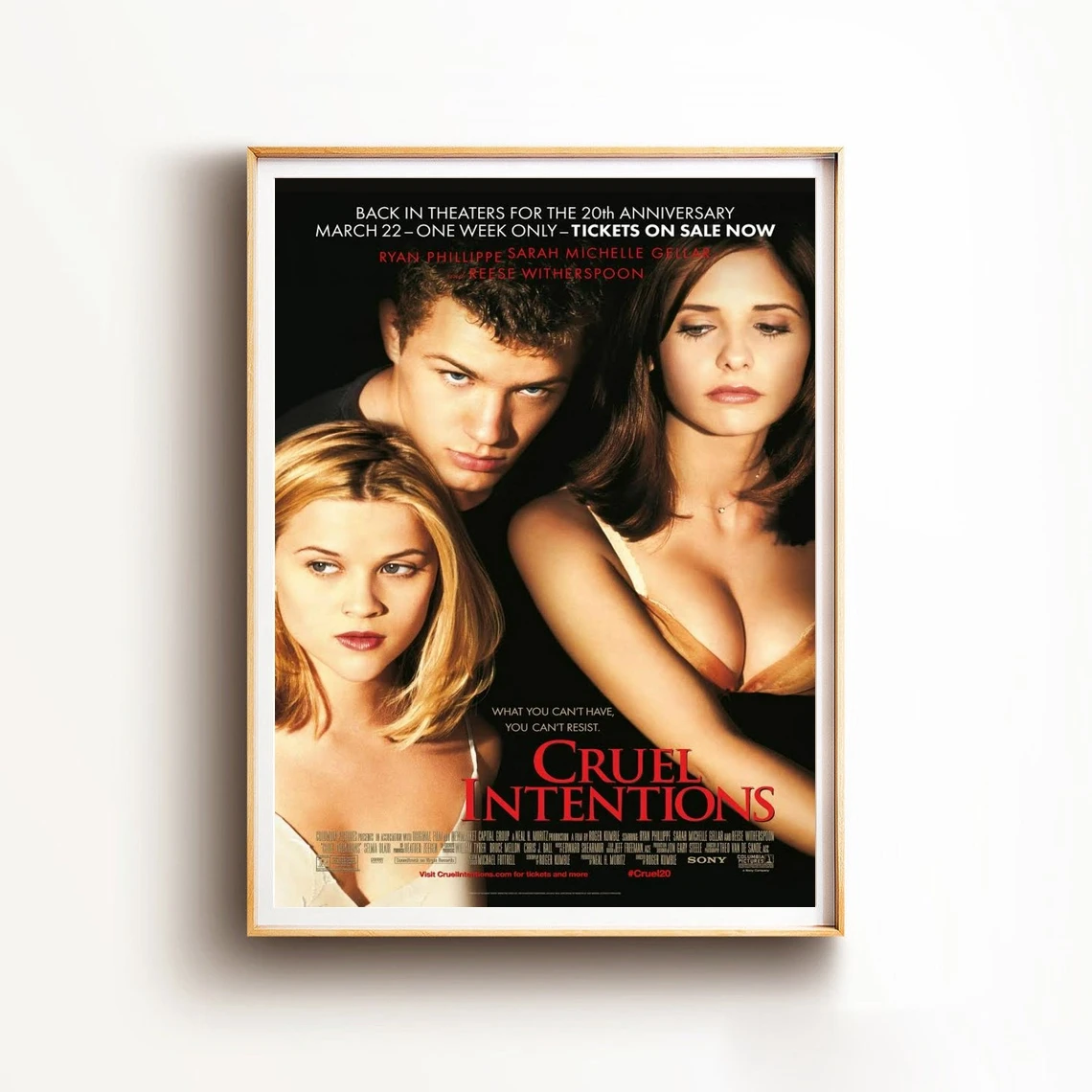 Cruel Intentions Movie Poster Canvas Print, No Frame