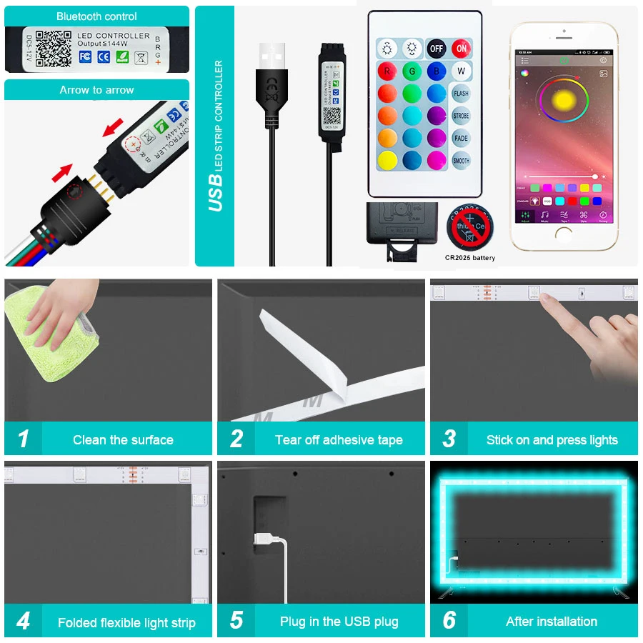 LED Strip Light 5050 USB Flexible Lamp 2M 5M 10M Tape Diode 5V RGB Desk Screen TV Background Lighting Ribbon For Room Waterproof