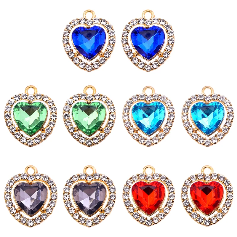10Pcs/Lot 19x15mm 14 Color RRed Love Heart Charms for Jewelry Making Pendants Necklaces Cute Earrings DIY Handmade Accessories
