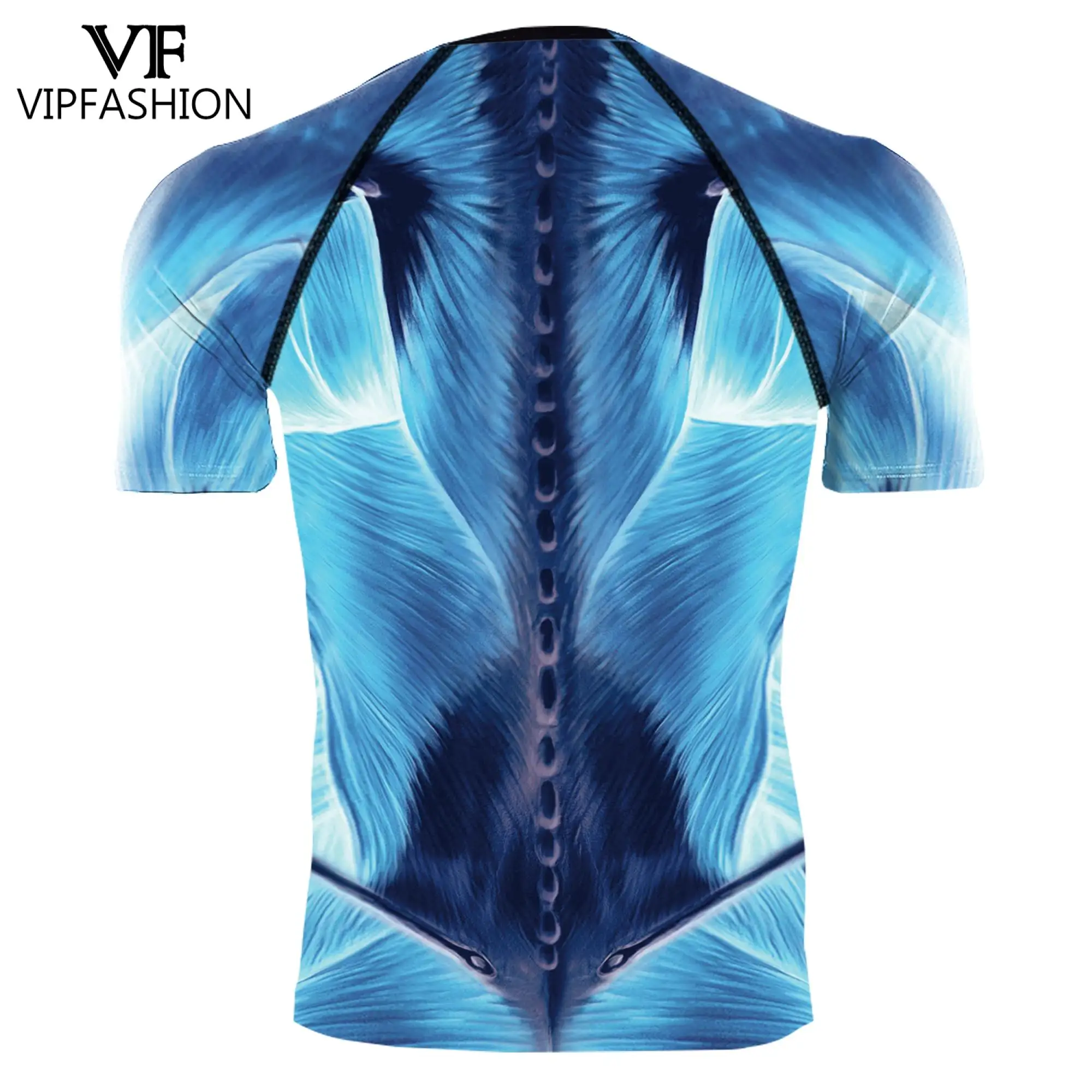 VIP FASHION-Camiseta deportiva de manga larga con cuello redondo para hombre, Camisa ajustada de entrenamiento con estampado 3D, informal, a la moda