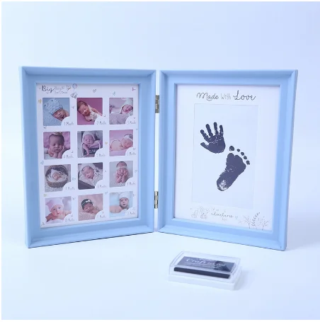 Cadre photo avec tampon encreur artisanal, ma première année de bébé, cadeau d\'anniversaire pour enfants, ornements de décoration pour la maison et