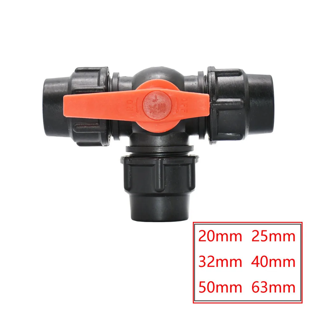 20/25/32/40/50mm PVC PE Tube Connector Tap Water Splitter Plastic Ball Valve Joint Garden Agriculture Water Pipe Fittings