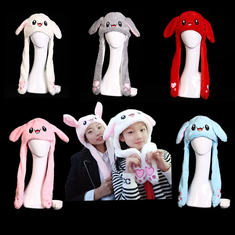 New Fashion Rabbit Women's Hat Beanie Plush Can Moving Bunny Ears Hat with Shine Earflaps Movable Ears Hat for Women/Child/Girls