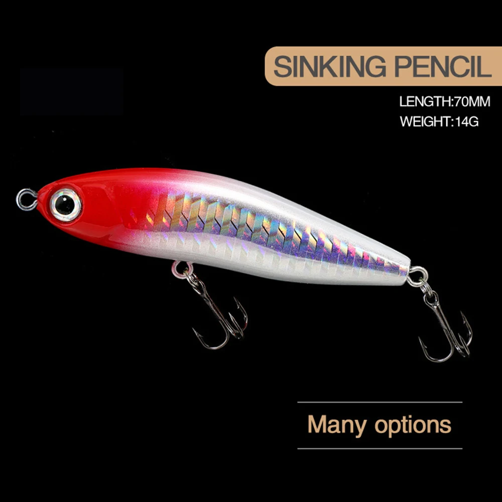 7cm 14g Fishing Lure Pencil Wobbler Long Cast Sinking Trolling Jerkbait Swimbait Artificial Hard Bait Ocean Fishing Bass Bait