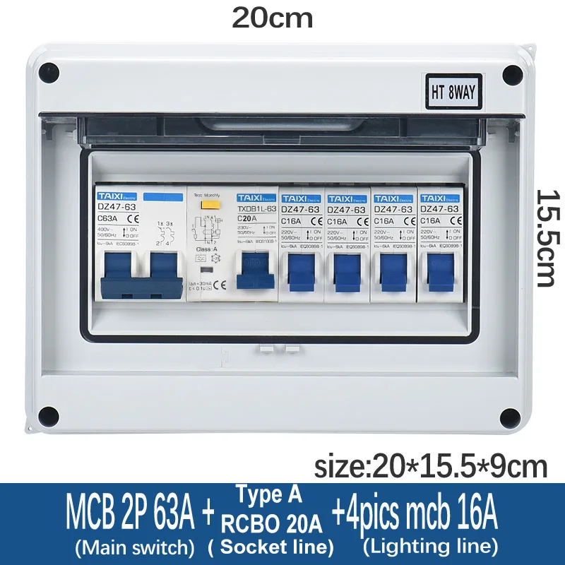 Waterproof Electrical Distribution Box With Circuit Breaker MCB Household Switch Power Plastic Junction Wire Box IP65