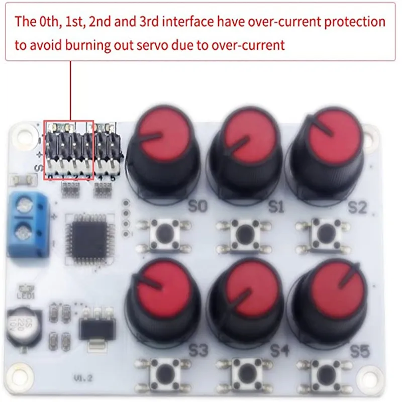 6 Channel Digital Servo Tester with Over-Current Protection for Robot Arm Robotic Hand