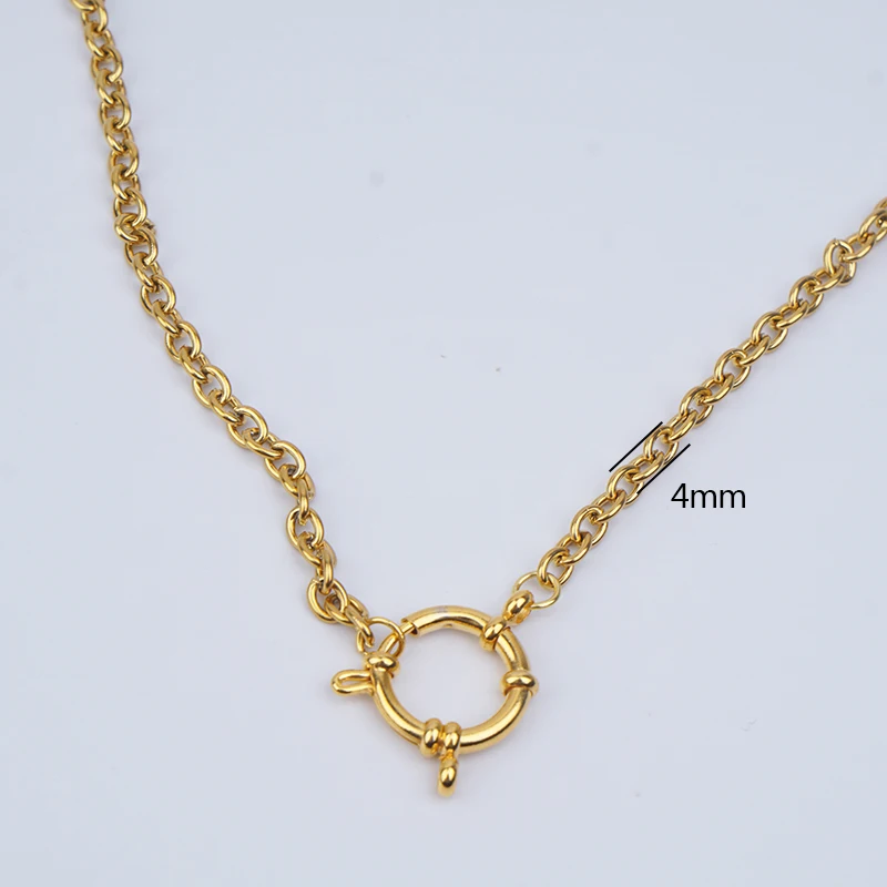 Stainless Steel O Rolo Chain Necklace For Women Gold/Silver Color Metal Link Chain Choker Necklaces