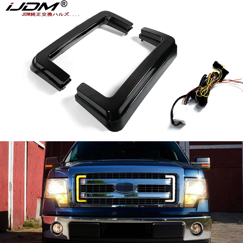 iJDM Front Grille Mount Switchback White/Amber LED Light For Ford F150 2009-2014 Front grill Turn Signal Daytime Running Lights