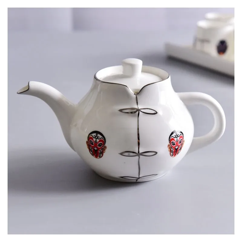 Guci wedding tea strainer cute caneca bela e a fera Tangshan bone china tea set teapot ceramic Tang suit