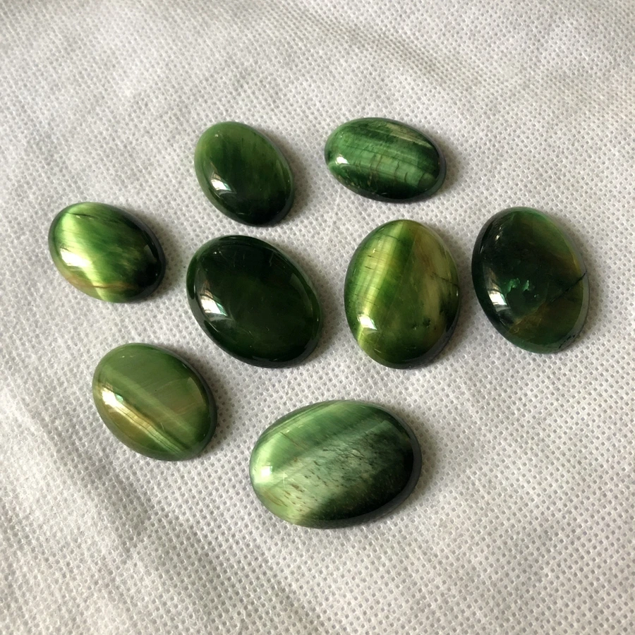 Wholesale 2pcs/lot Natural Green Tiger Eye Bead Cabochon Oval 18x25mm,22x30mm CAB Semi Preciou stone Jewelry Cabochon Ring Face