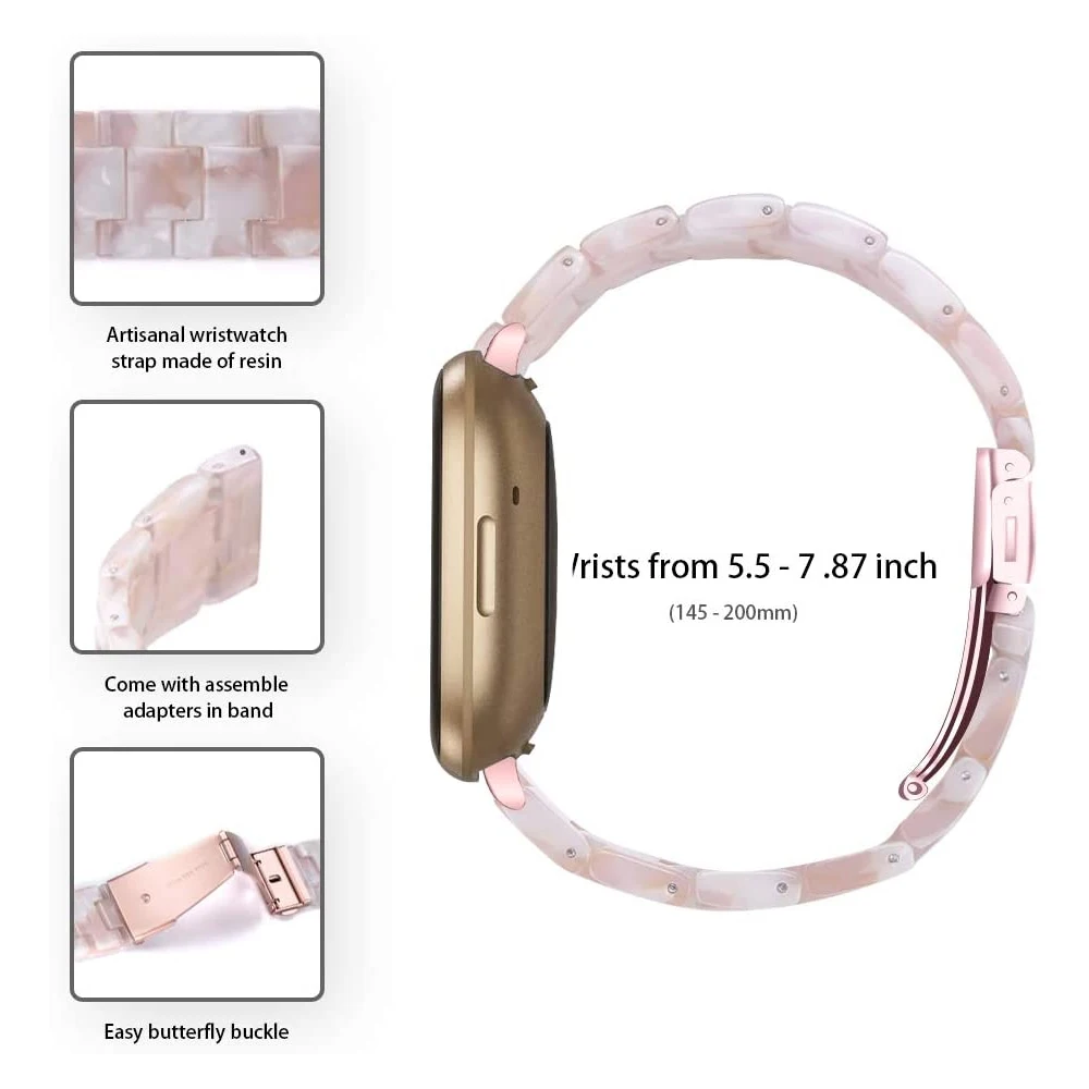 Watch Band for Fitbit Versa 3 4/ Sense 2 Bracelet Resin Bands Accessories Wristband for Fitbit Versa 3 / Sense Smart Watch Strap