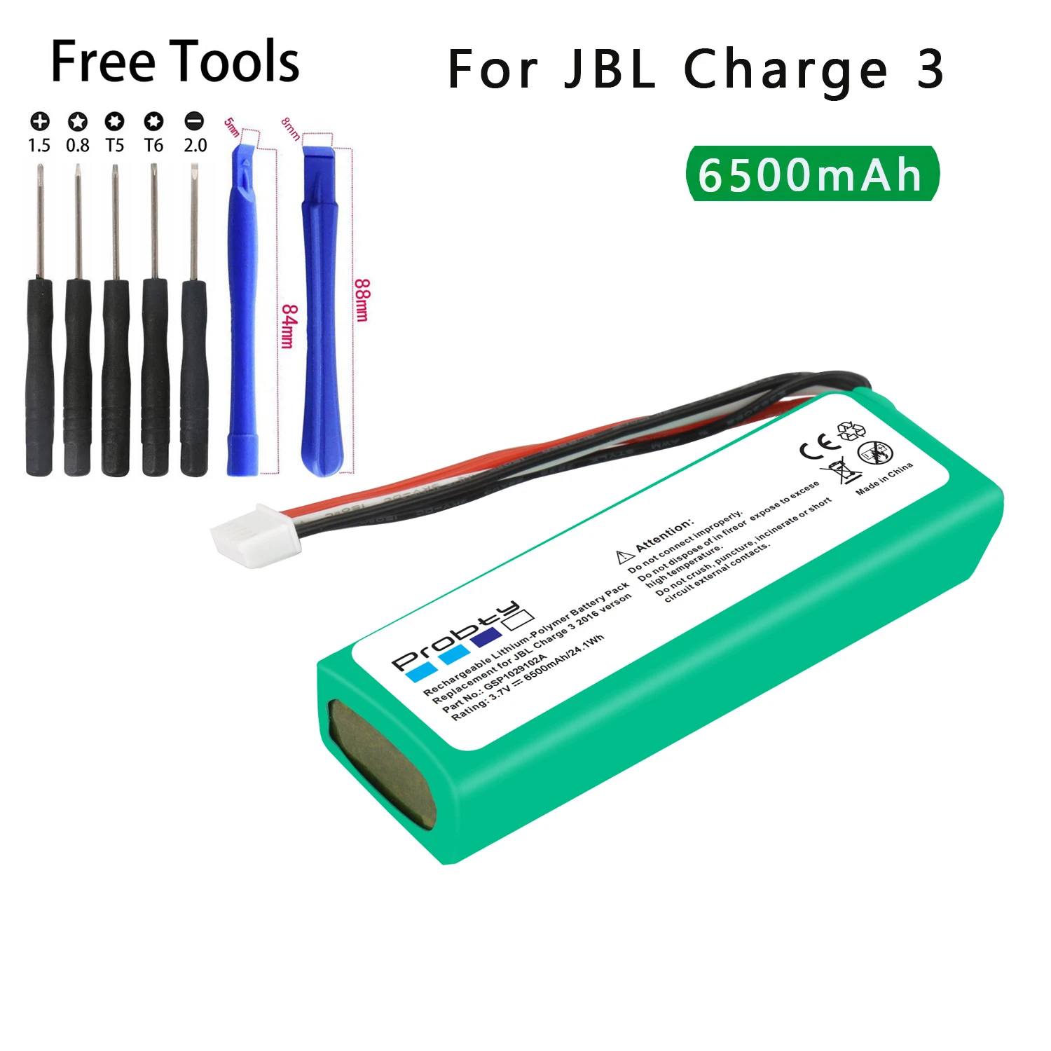 For JBL Charge 3 charge3 battery 3.7V  6500mAh Battery Bateria GSP1029102A for JBL speaker Charge 3 charge3  with Teardown tool