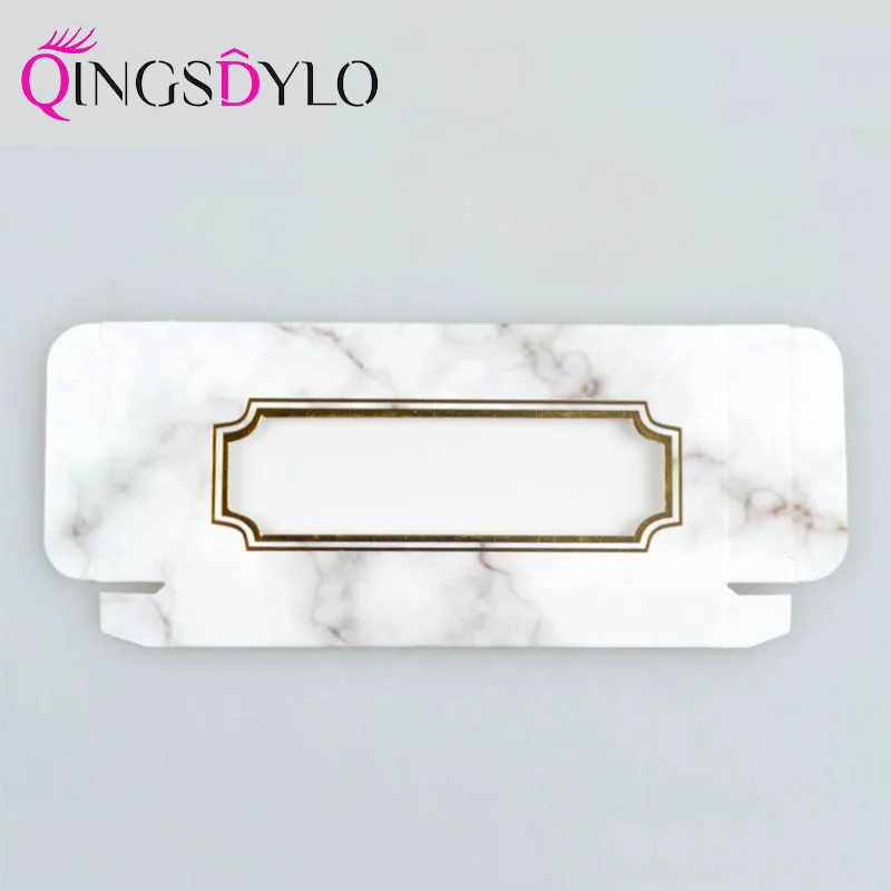 Empty Eyelashes Packaging Soft Paper Lash Box Marble Design for 25MM Strip Lashes 3D Mink Lashes