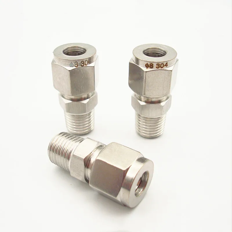 1/8" 1/4" 3/8" 1/2" NPT Male Thread 304 Stainless Steel Ferrule Pipe Fitting Connector Union Coupling Adapter