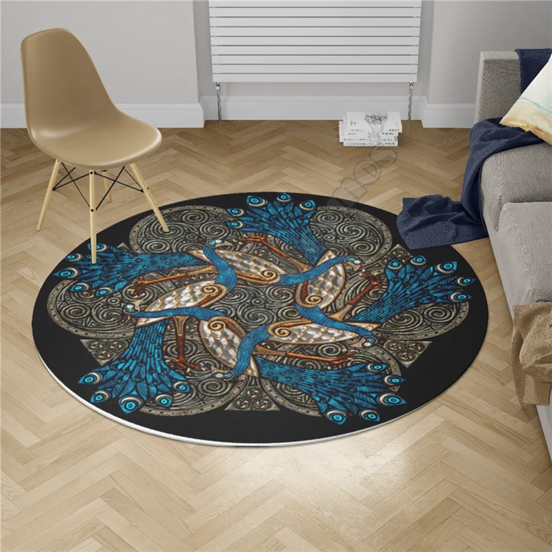 Viking Circle Rug Round shape Floor Mat 3D Printed Rug Non-slip Mat Dining Living Room Soft Bedroom Carpet 07