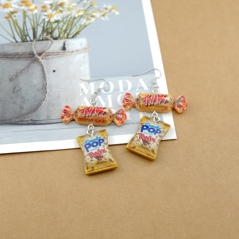 Kawaii غائر الدب الشوكولاته البسكويت الأقراط زي العصرية نمط امرأة فتاة المجوهرات قطرة الشحن