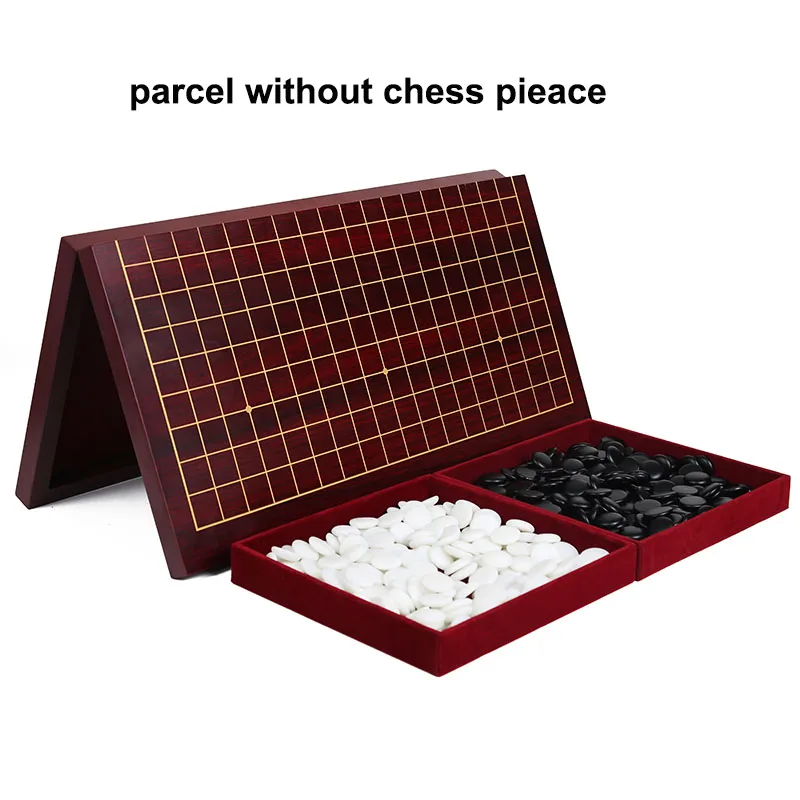 BSTFAMLY Go Chess 19 Road Chessboard 47cm*45cm*2cm Foldable Wooden Checkerboard Old Game of Go Weiqi Board for 2.2cm pieces LB44