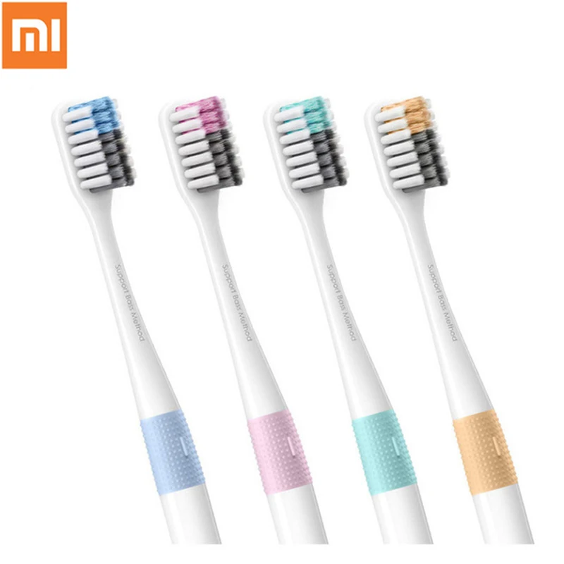 4pcs Xiaomi New Brand Doctor B Bass Method Travel Soft Bristle Toothbrush 4 Colors 4 Pcs /set Include Travel Box for Smart home