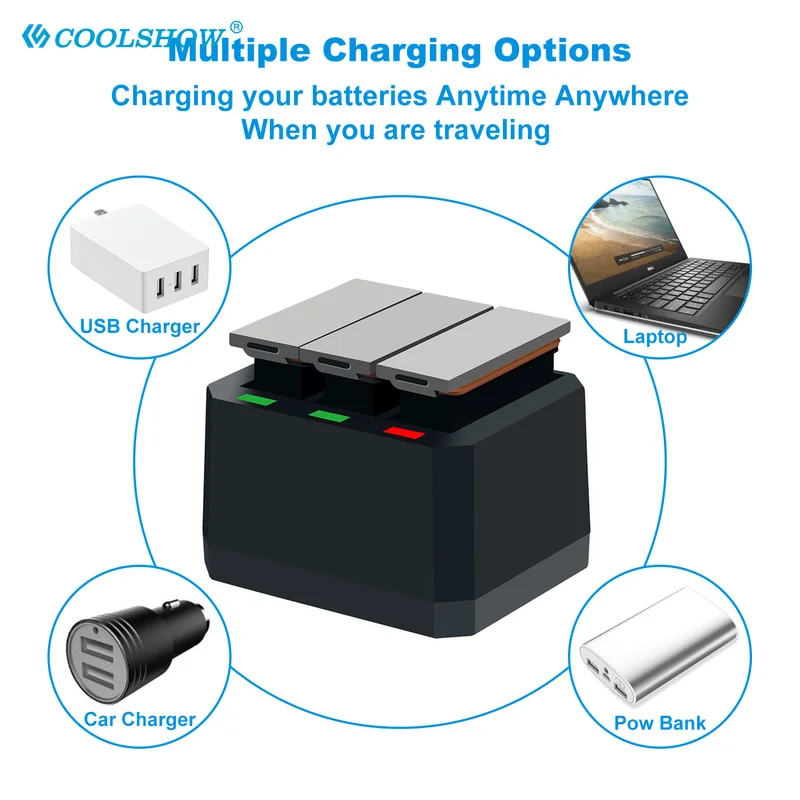 Batteries for DJI Osmo Action Camera Battery 1300mAh Channel USB Charger bateria  For DJI Osmo Action Camera Accessories