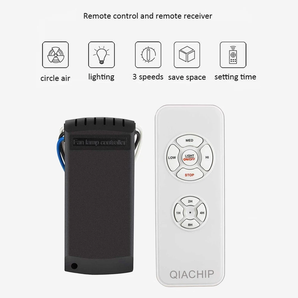 QIACHIP Universal Decke Fan Lampe Fernbedienung Kit AC 110-240V Timing Control Schalter Eingestellt Wind Geschwindigkeit Sender empfänger – Detail 3