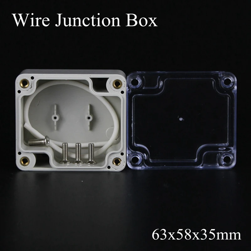 63x58x35mm ABS IP65 Waterproof Plastic Wire Junction Box Transparent Enclosure Clear Project Case Electronic Terminal