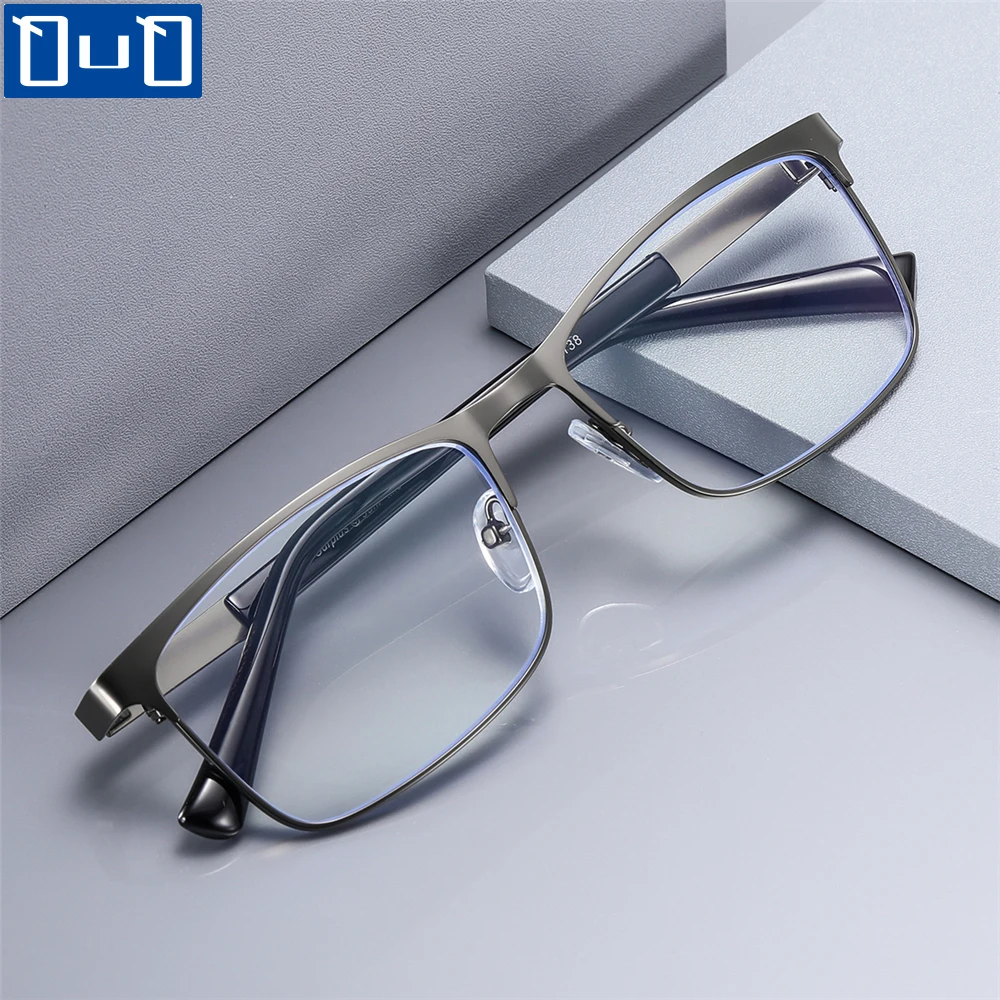 Anti Blue Light Blocking Reading Glasses Men Women Business Metal Frame Resin Prescription Glasses Lenses Eyewear +1.0~4.0