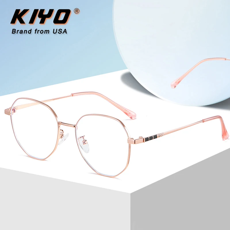 

KIYO Brand 2020 New Women Men Fashion Anti Blue Light Optical Frame Metal Eyeglasses Frames Square Spectacles Glasses 9654