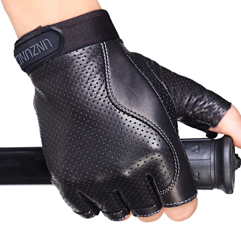 Skórzane rękawiczki pół palca imitacja skóry Outdoor Fitness Fingerless Driving Driver Slip Performance A78