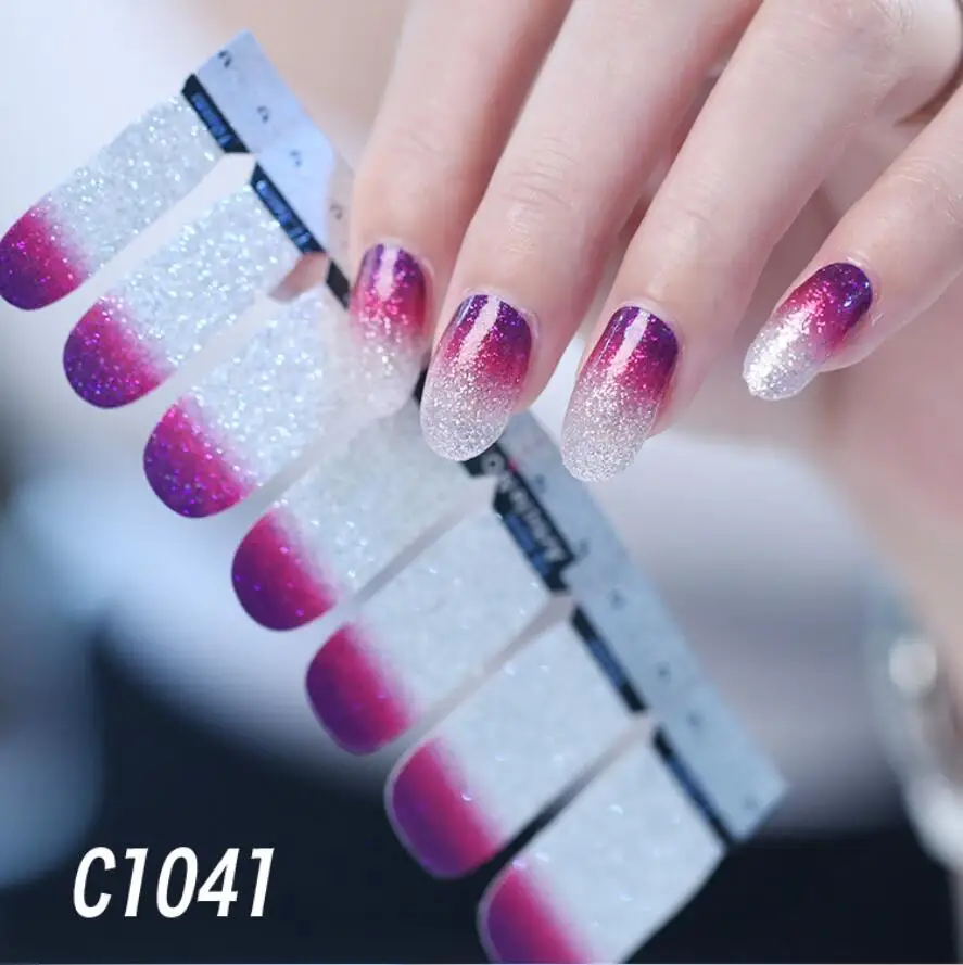 Glitter Series Nail Art Transfer Decals Sticker Cocktail Collection Manicure DIY Nail Art Polish Strips Wraps For Party T0374