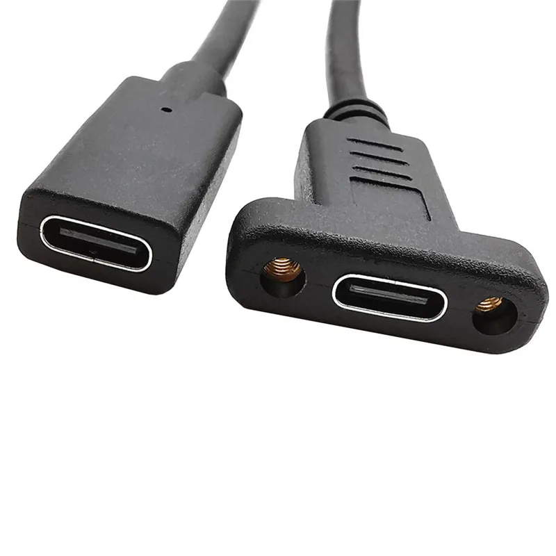 USB C Type-C FemaleTo Female Extension Data Cable With Panel Mount Screw Hole 30cm 60cm 100cm 180cm