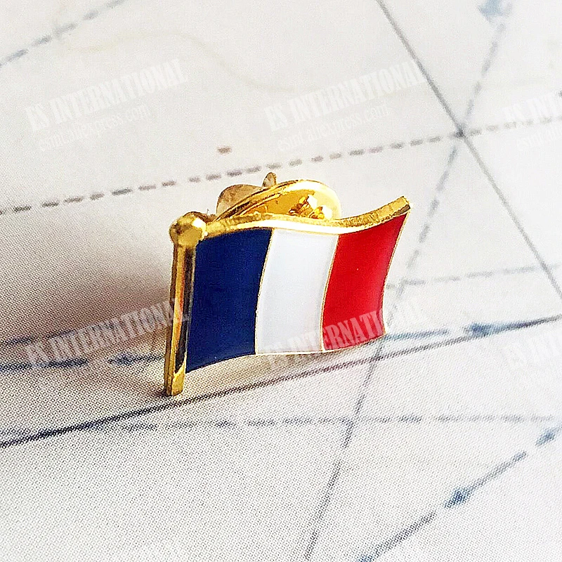 France National Flag Lapel Pins Crystal Epoxy Metal Enamel Badge Paint Brooch Souvenir Suit  Personality  Commemorative  Gifts