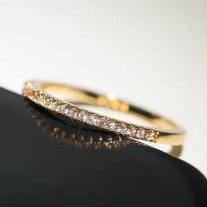 Huitan Nuevos anillos delgados minimalistas para mujeres Boda brillante COCON Cúcico Cúcico Hembra Versátil de alta calidad Joyería 10 mejores cristales de ventas pequeños - №4