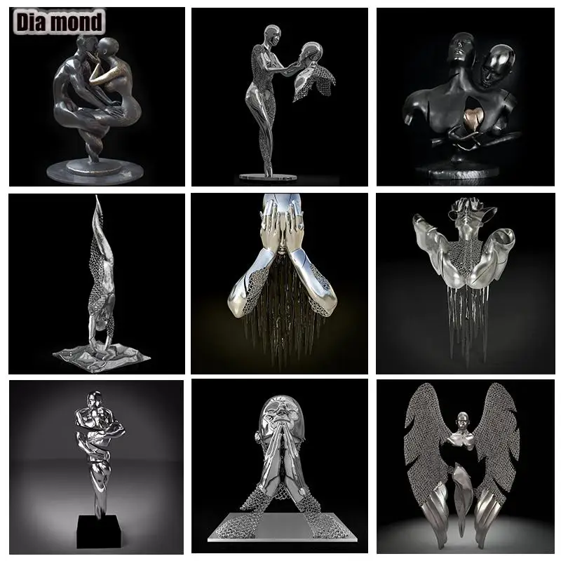 

5D DIY Diamond Painting Sculpture Full Drill Diamond Embroidery Couples Statue Picture of Rhinestone Cross Stitch Home Decor