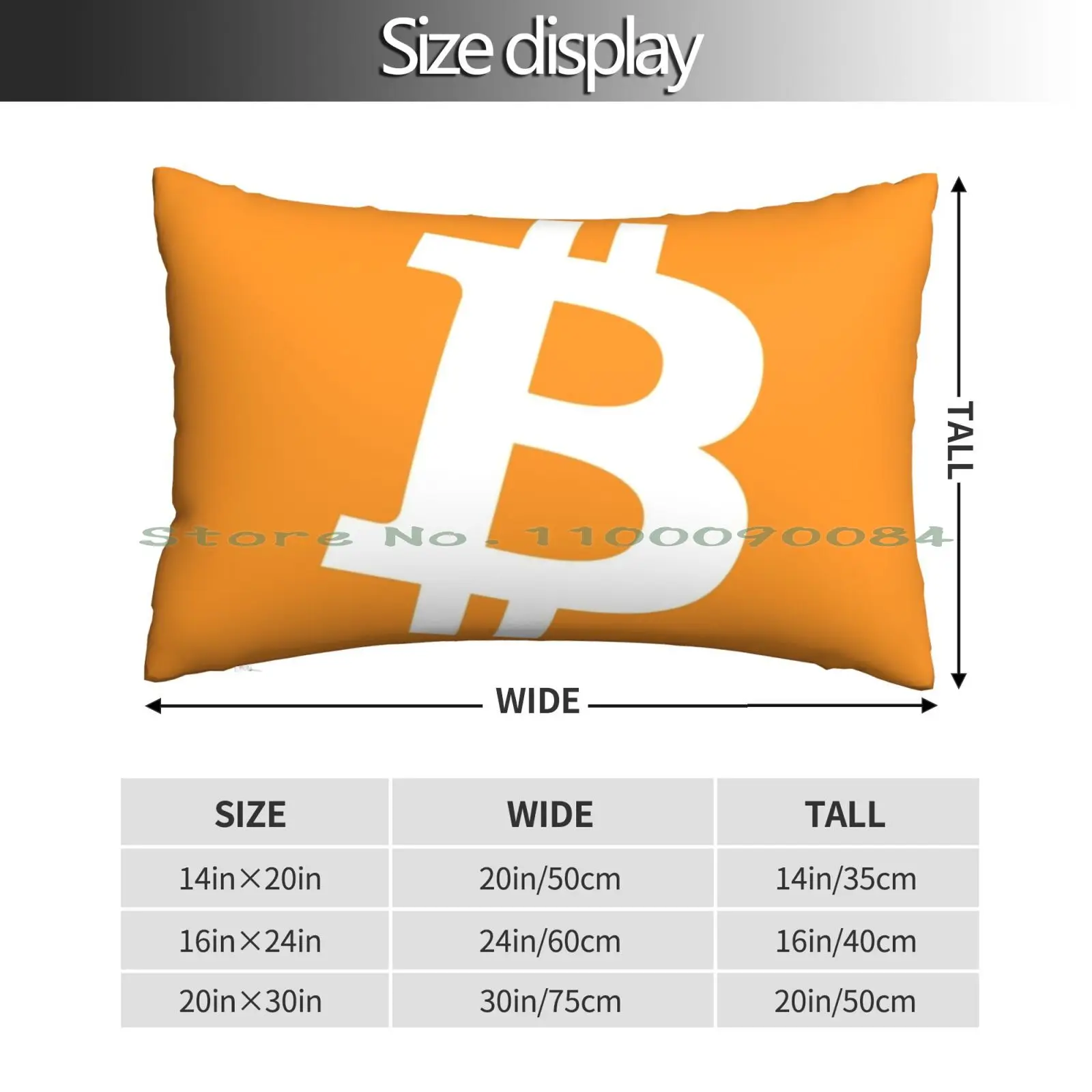 Bitcoin Big Logo Pillow Case 20x30 50*75 Sofa Bedroom Workout Inspiration Statement Soot Balls Inspirational Quotes Soot