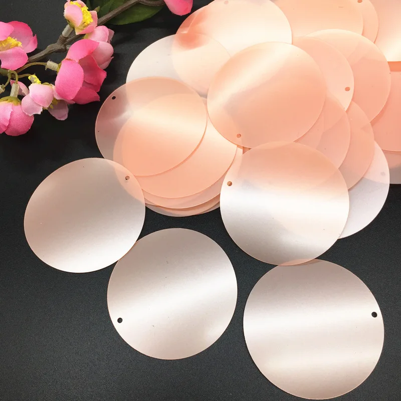 50g 50mm Flat Large Round Sequins For Crafts Sewing Accessories With 1 Side Hole Matte Light Pink